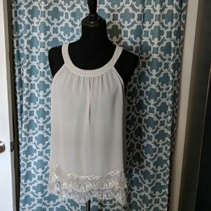 WHBM cream lace detailed top